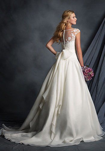 sheer yoke, alfred angelo wedding gown, 2518, size 14, ivory sheer yoke, alfred angelo wedding gown, 2518, size 14, ivory